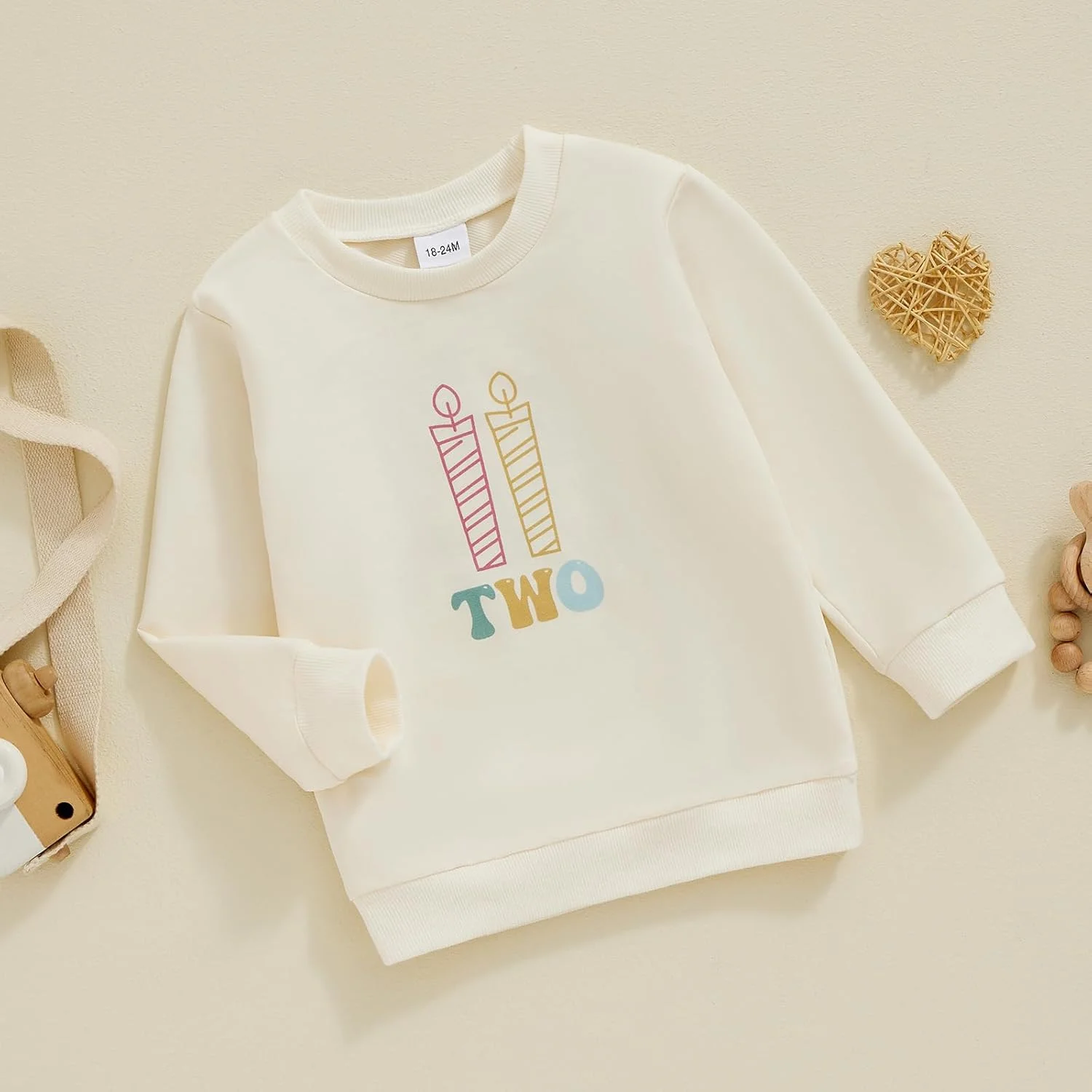 بلوز و تیشرت آستین بلند دخترانه با طرح شمع و حروف، مناسب تولد 2 و 3 سالگی، مدل آزاد