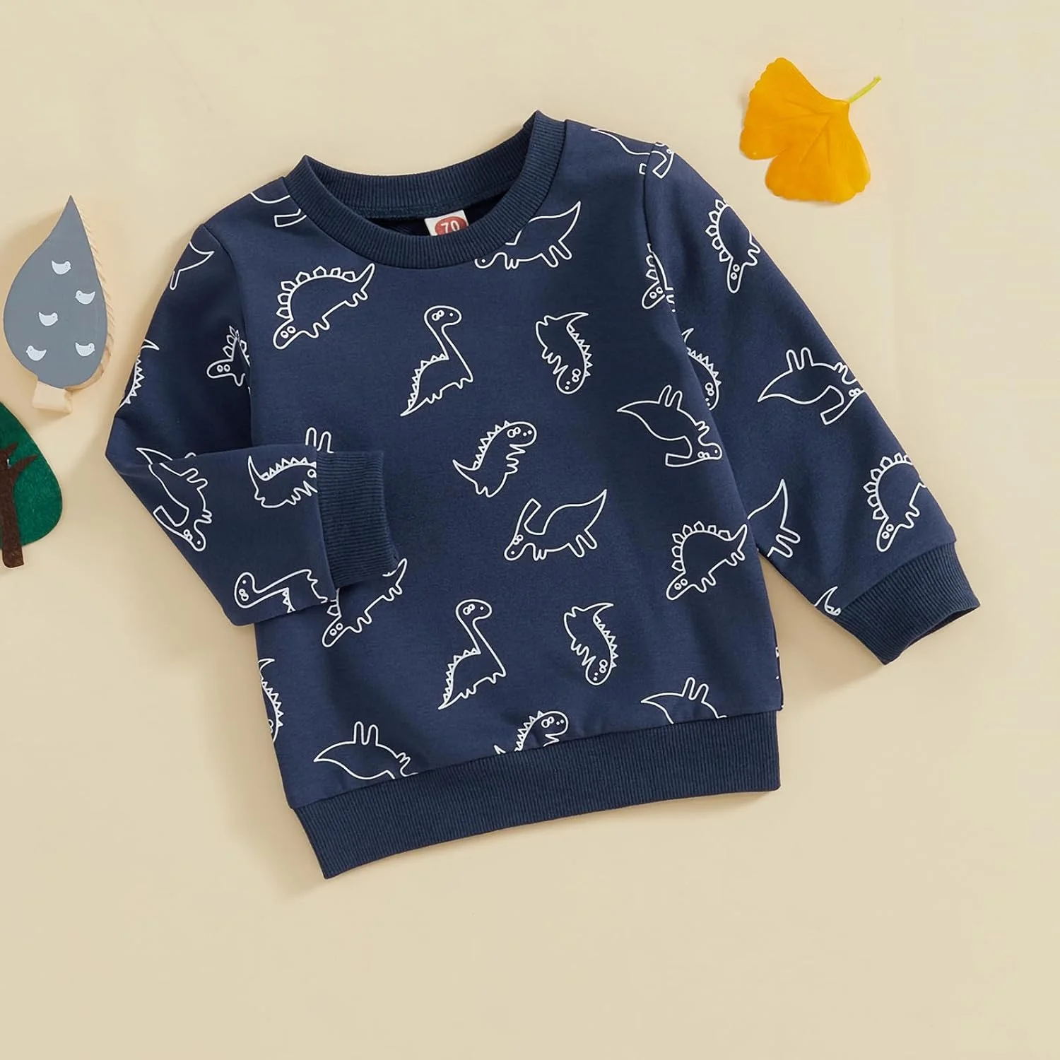 بلوز پسرانه طرح دایناسور، یقه گرد آستین بلند، مناسب پاییز