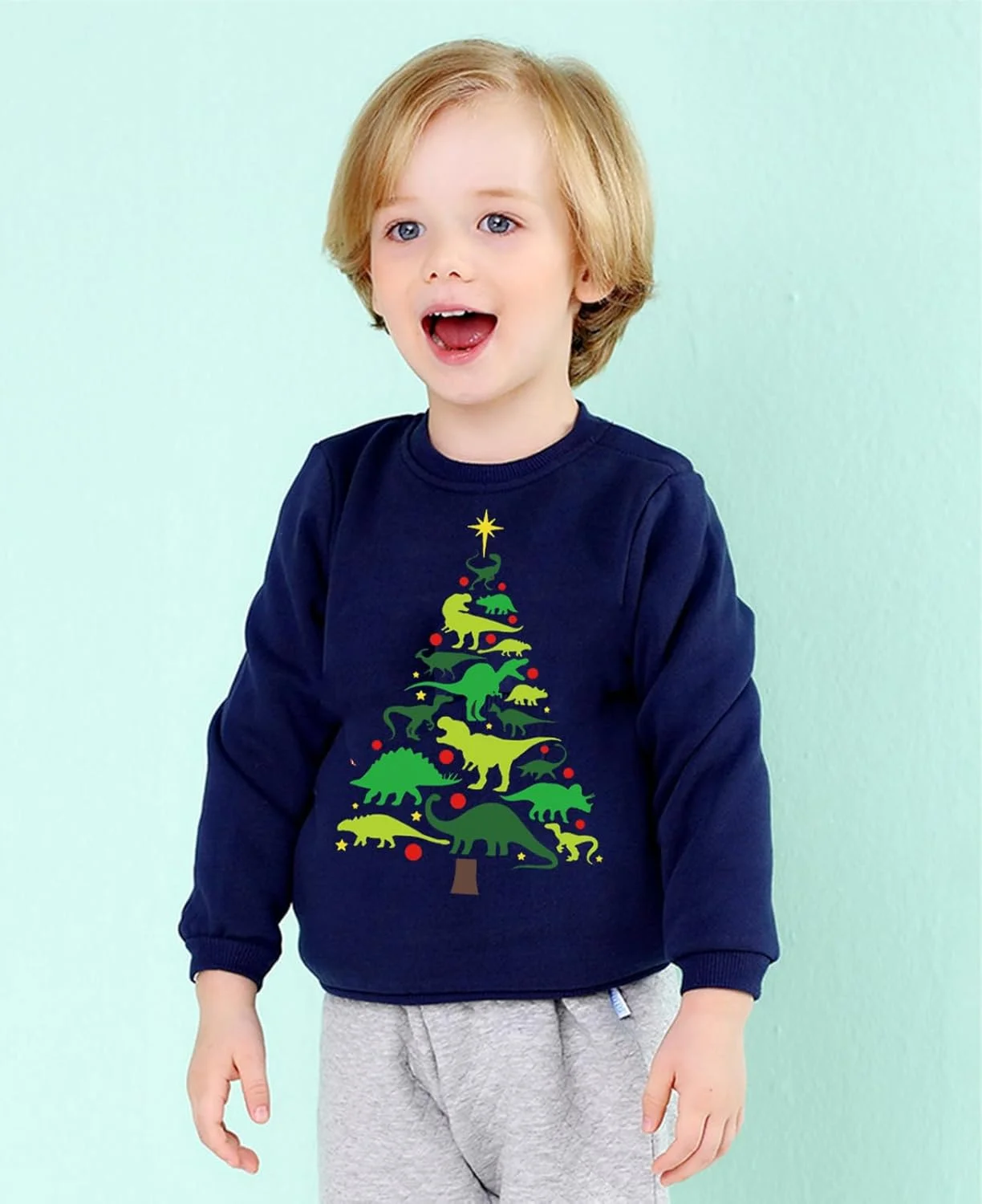 پلیور کریسمس دخترانه، بلوز کریسمس، تاپ بچه گانه طرح بابانوئل و گوزن شمالی، تی شرت آستین بلند نخی یقه گرد لباس زمستانی غیر رسمی مناسب سن 1 تا 7 سال