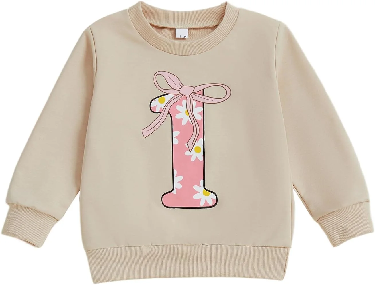 لباس تولد دخترانه، بلوز آستین بلند یقه گرد با طرح حروف و گل، لباس کودک نوپا، هدیه تولد برای دختران