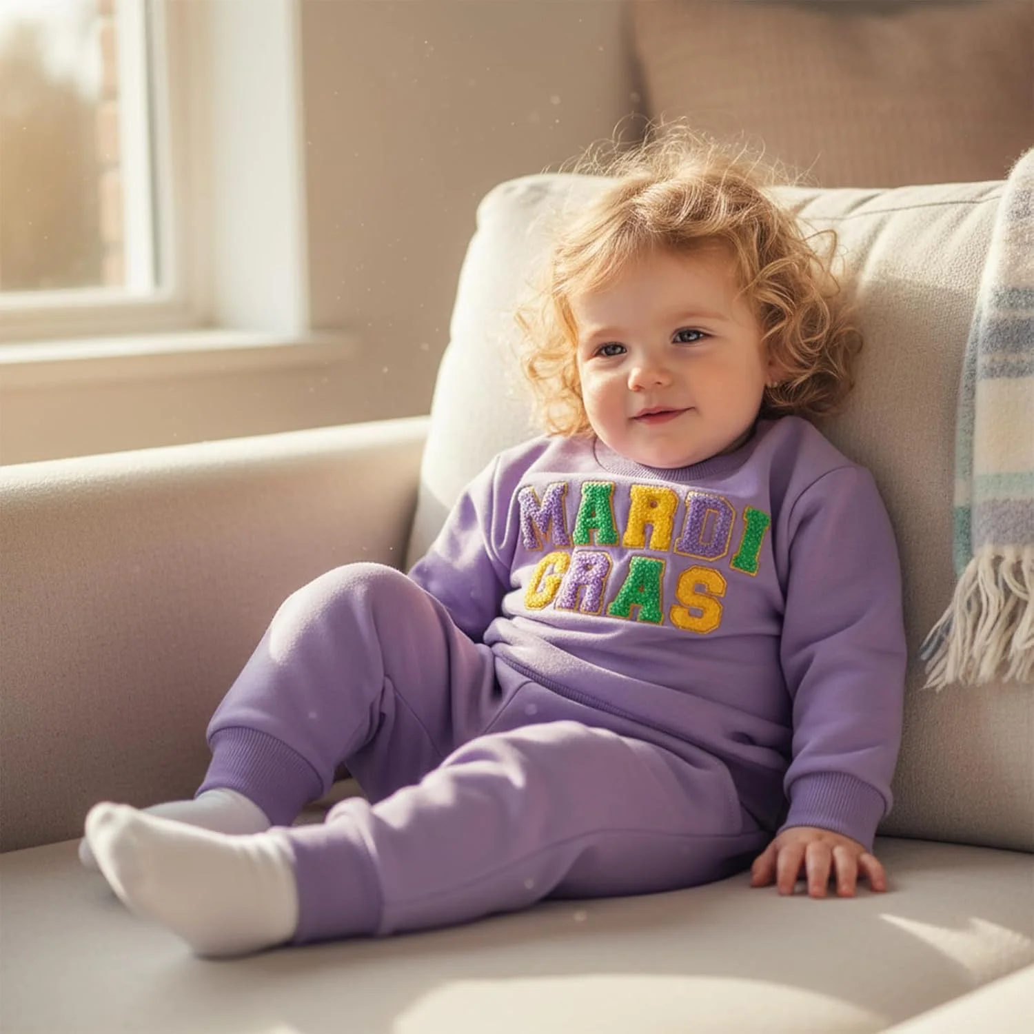 ست لباس دخترانه نوزادی شامل بلوز آستین بلند و شلوار، مناسب فصل پاییز