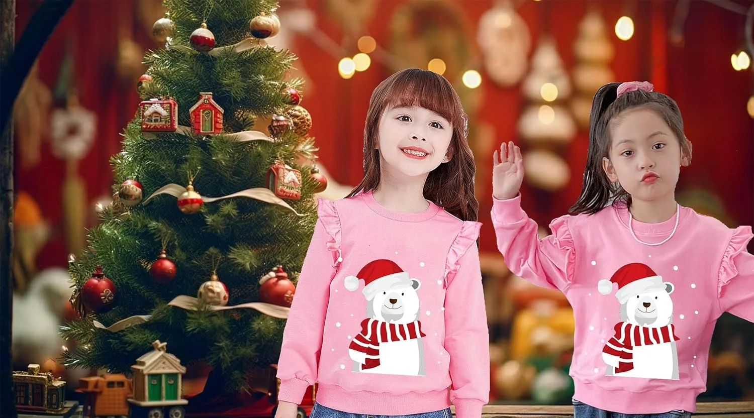 پلیور کریسمس پسرانه دخترانه، بلوز کریسمس بچه گانه، طرح های بابانوئل، خرس، دایناسور، گربه، لباس های آستین بلند پنبه ای، لباس های یقه گرد غیر رسمی زمستانی، مناسب سنین 7-12 سال