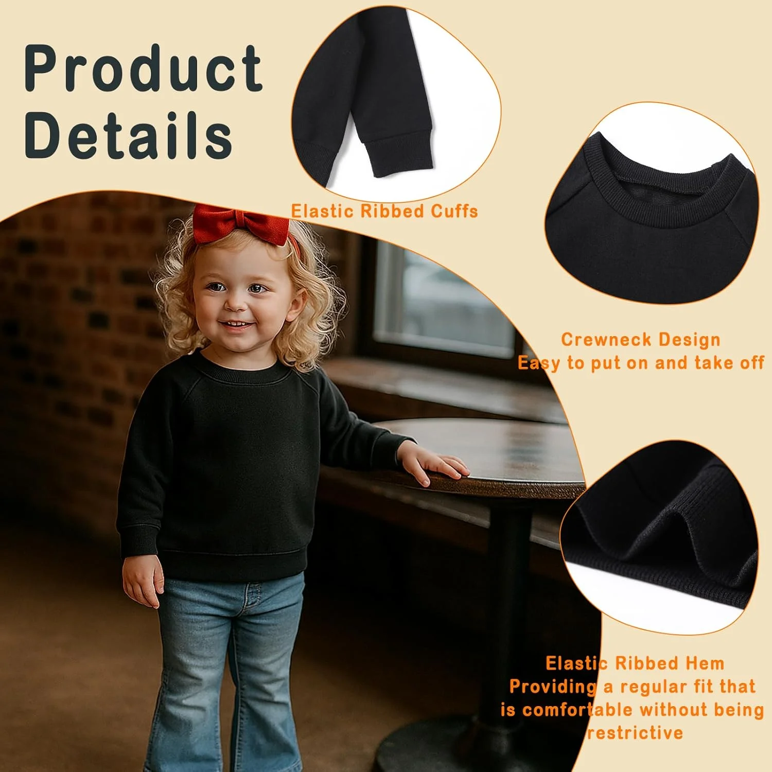 بلوز آستین بلند نوزادی DEFAHN، تی شرت فعال یقه گرد پسرانه و دخترانه 6 ماهه تا 3 ساله