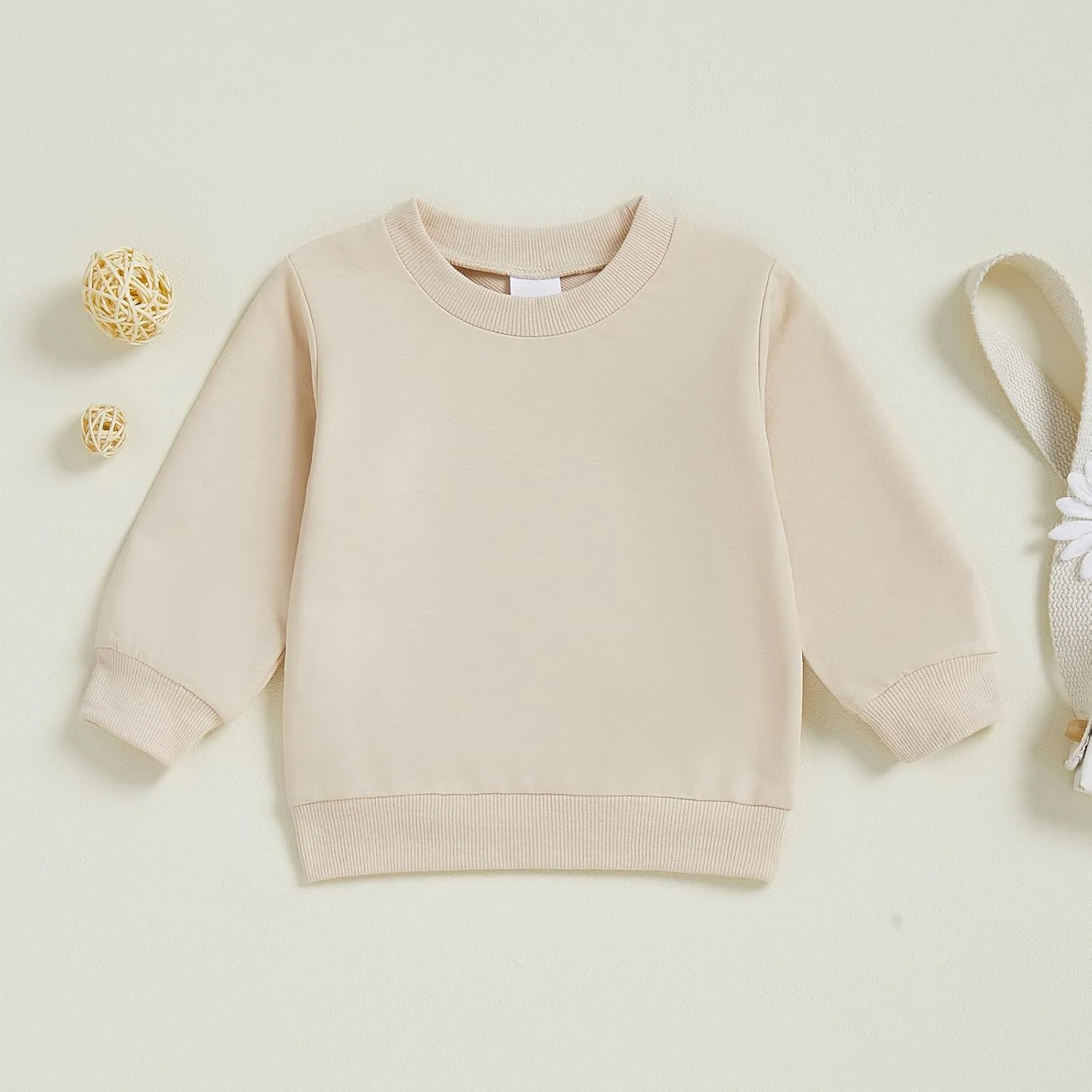 بلوز آستین بلند بچگانه Geagodelia، رنگ ثابت، یقه گرد، تی شرت، پلیور، نرم، سبک و نازک، مناسب پاییز و زمستان