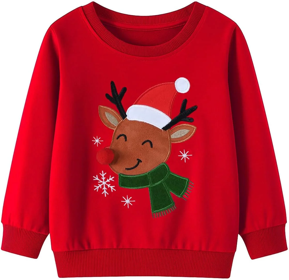 سویشرت پسرانه با طرح گوزن، مناسب کودکان و نوجوانان، یقه گرد آستین بلند، بلوز نخی برای پاییز، سایز 2 تا 7 سال سویشرت پسرانه با طرح گوزن، مناسب کودکان و نوجوانان، یقه گرد آستین بلند، بلوز نخی برای پاییز، سایز 2 تا 7 سال