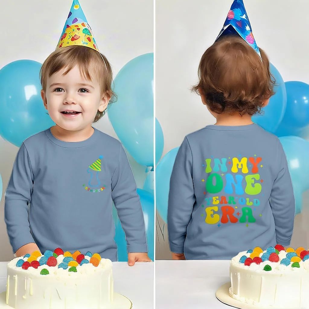 تی شرت تولد یک سالگی پسرانه، تاپ های پسرانه یک ساله، تی شرت پنبه ای آستین بلند