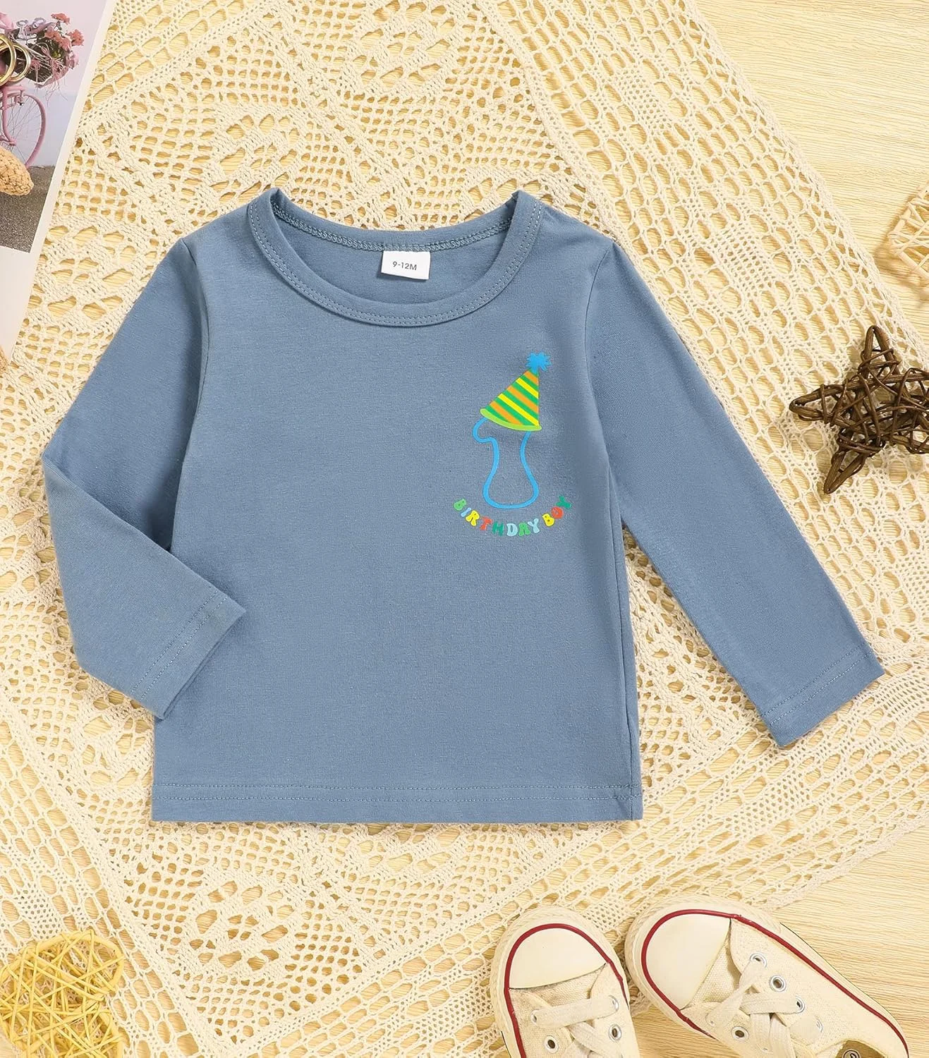 تی شرت تولد یک سالگی پسرانه، تاپ های پسرانه یک ساله، تی شرت پنبه ای آستین بلند