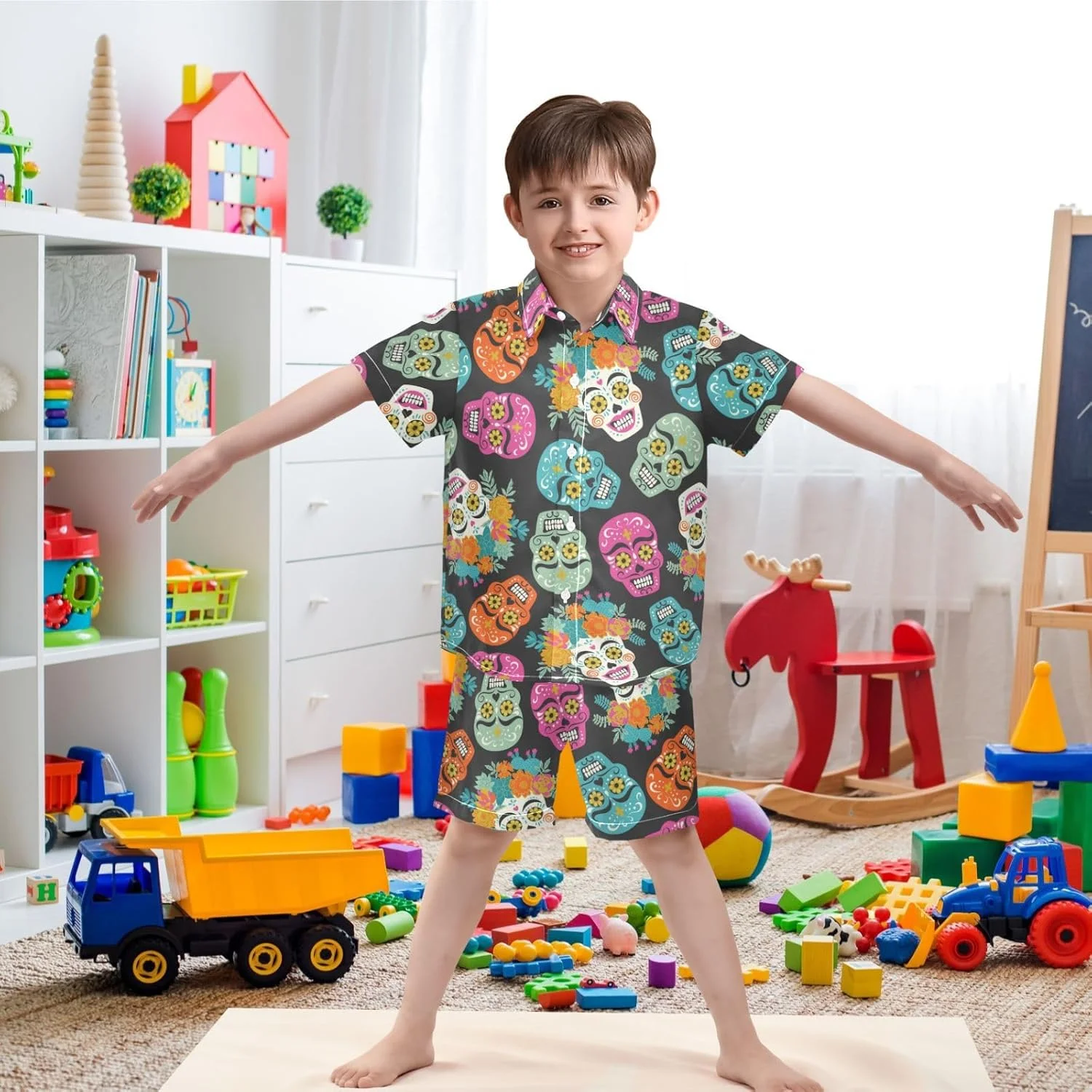 ست تی‌شرت آستین کوتاه و شلوارک پسرانه بچه گانه ویسسانی، لباس ساحلی، لباس‌های تابستانی غیر رسمی برای کودکان