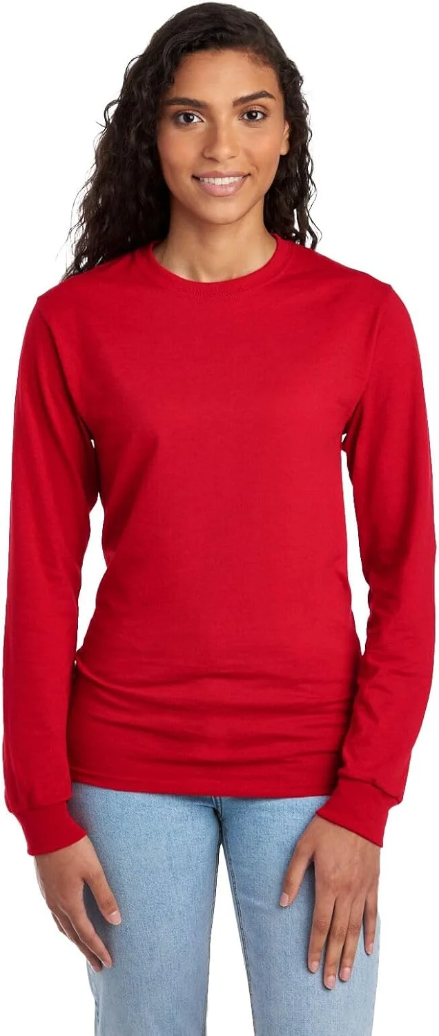 تی شرت آستین بلند مردانه Jerzees Dri-power، ترکیبی از پنبه Dri-power، دارای قابلیت جذب رطوبت، محافظت در برابر بو، UPF 30+، سایزهای S-3x (بسته 1 عددی)