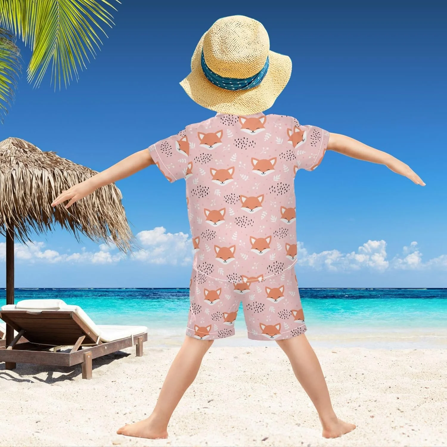 تی‌شرت آستین کوتاه شیک پسرانه ویسِسانی، مناسب ساحل، ست شورت و لباس‌های غیررسمی تابستانی بچه‌گانه