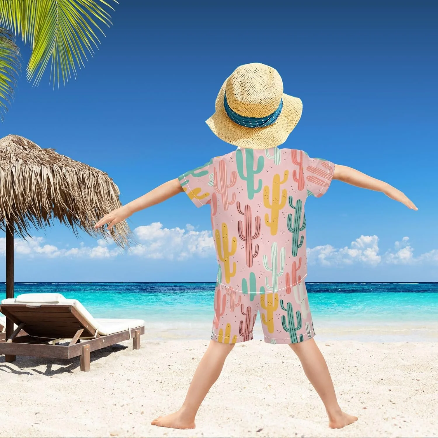 تی‌شرت آستین کوتاه پسرانه Visesunny، مناسب کودکان، طرح ساحلی، ست شلوارک و تیشرت غیررسمی، لباس تابستانی