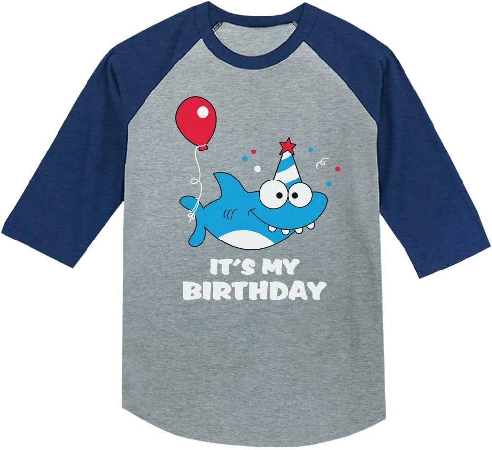 تی شرت آستین سه ربع طرح کوسه تولد، آبی، سایز 3T تی شرت آستین سه ربع طرح کوسه تولد، آبی، سایز 3T