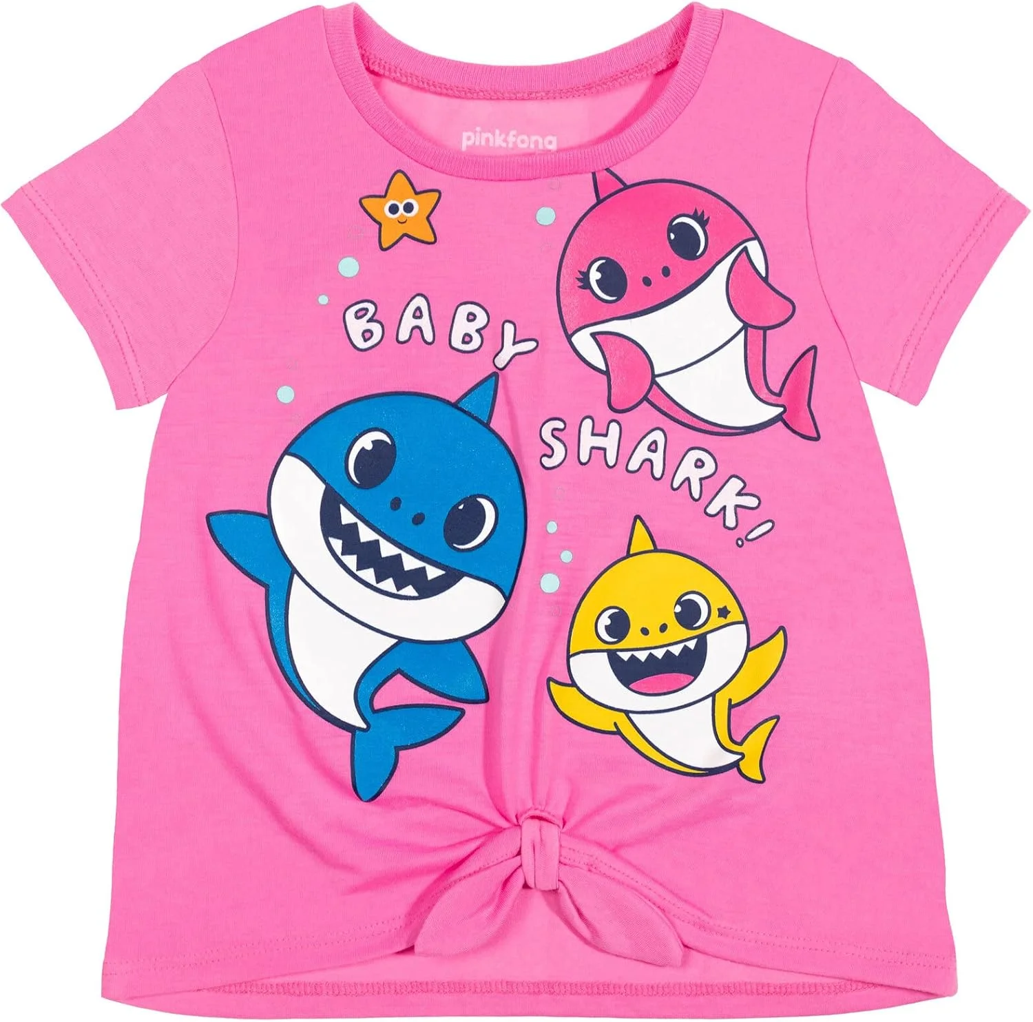 ست تی‌شرت آستین کوتاه و لگینگ دخترانه طرح کوسه صورتی و آبی سایز 2T