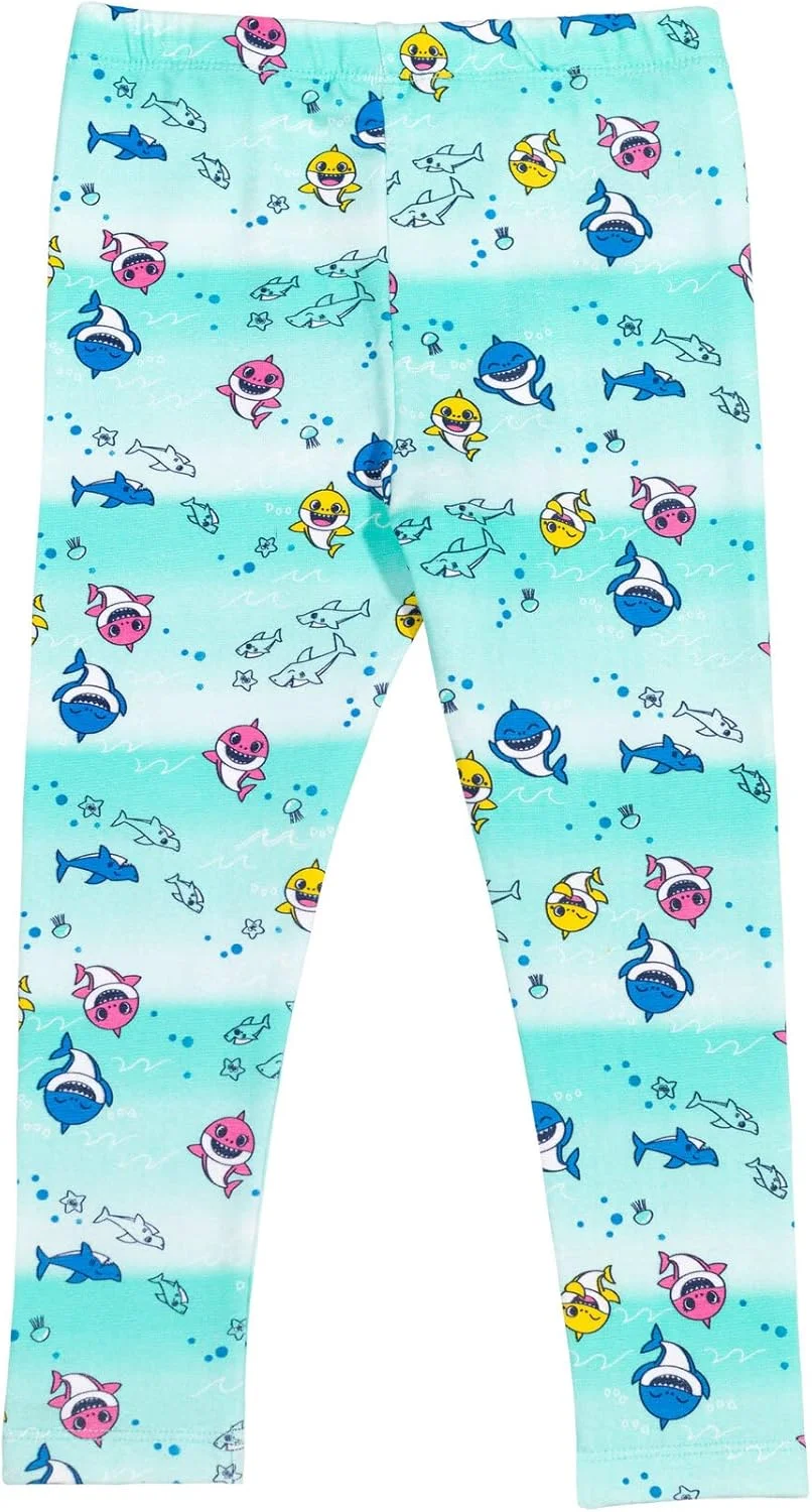 ست تی‌شرت آستین کوتاه و لگینگ دخترانه طرح کوسه صورتی و آبی سایز 2T