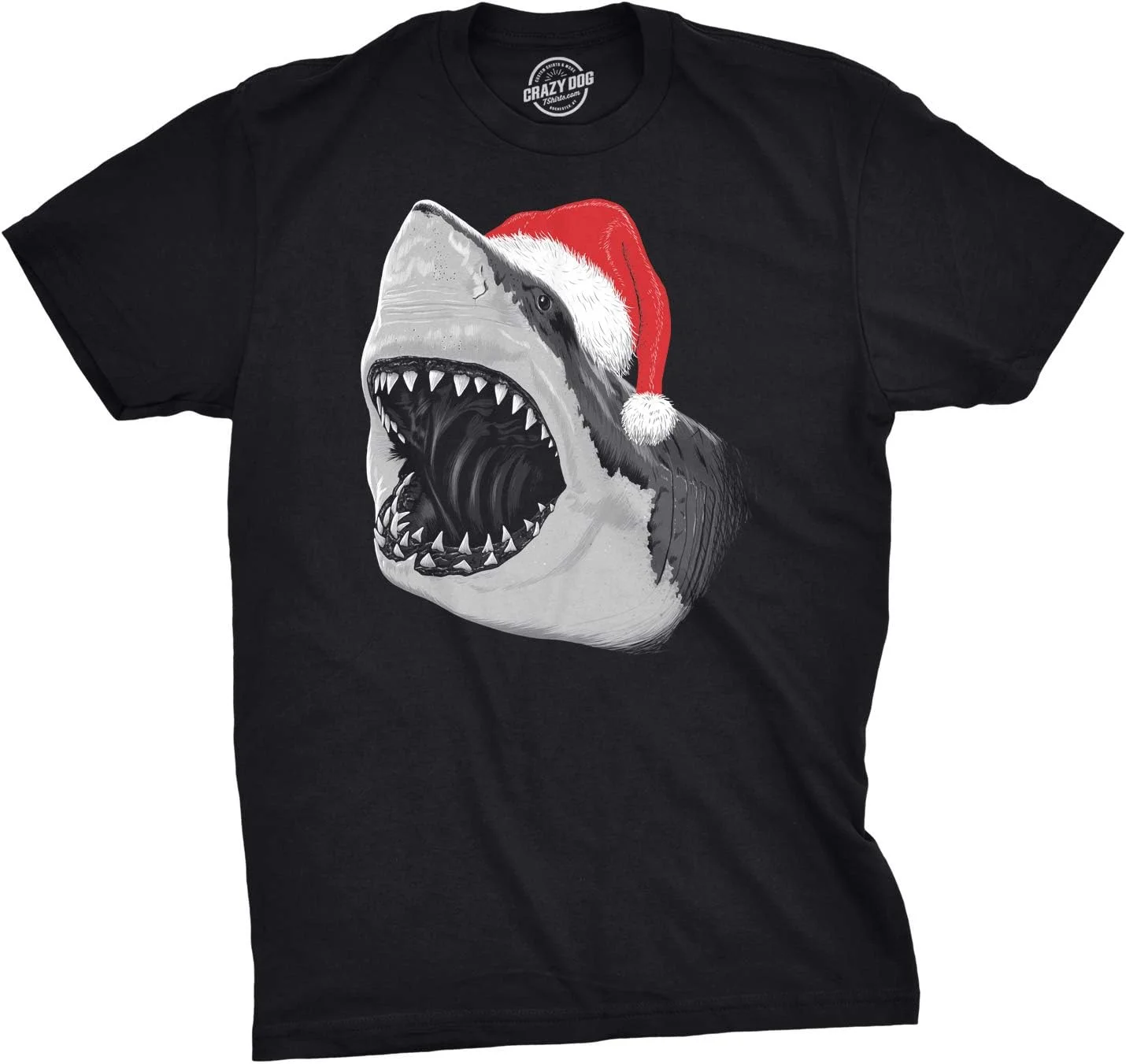 تی شرت مردانه طرح کوسه بابا نوئل، گرافیک خنده دار و جذاب