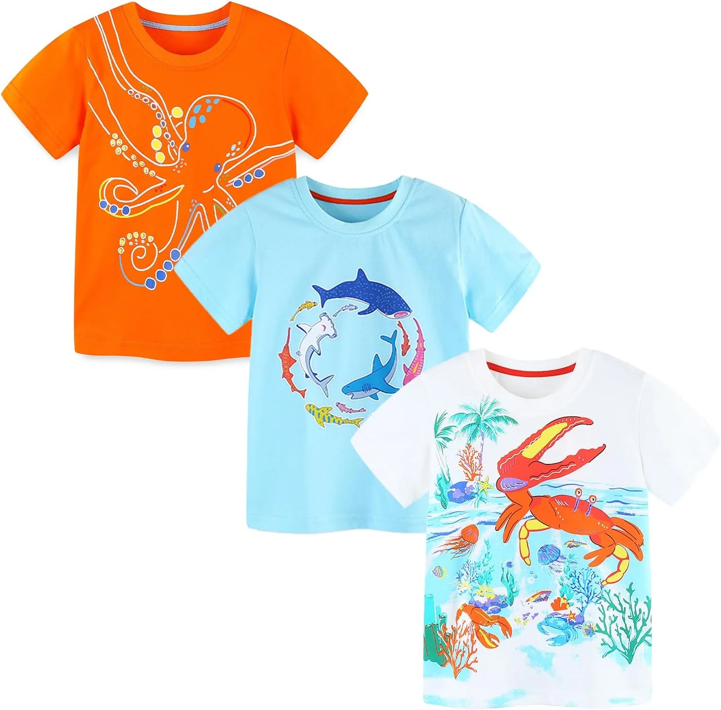 تی شرت آستین کوتاه پسرانه پنبه ای 3 عددی