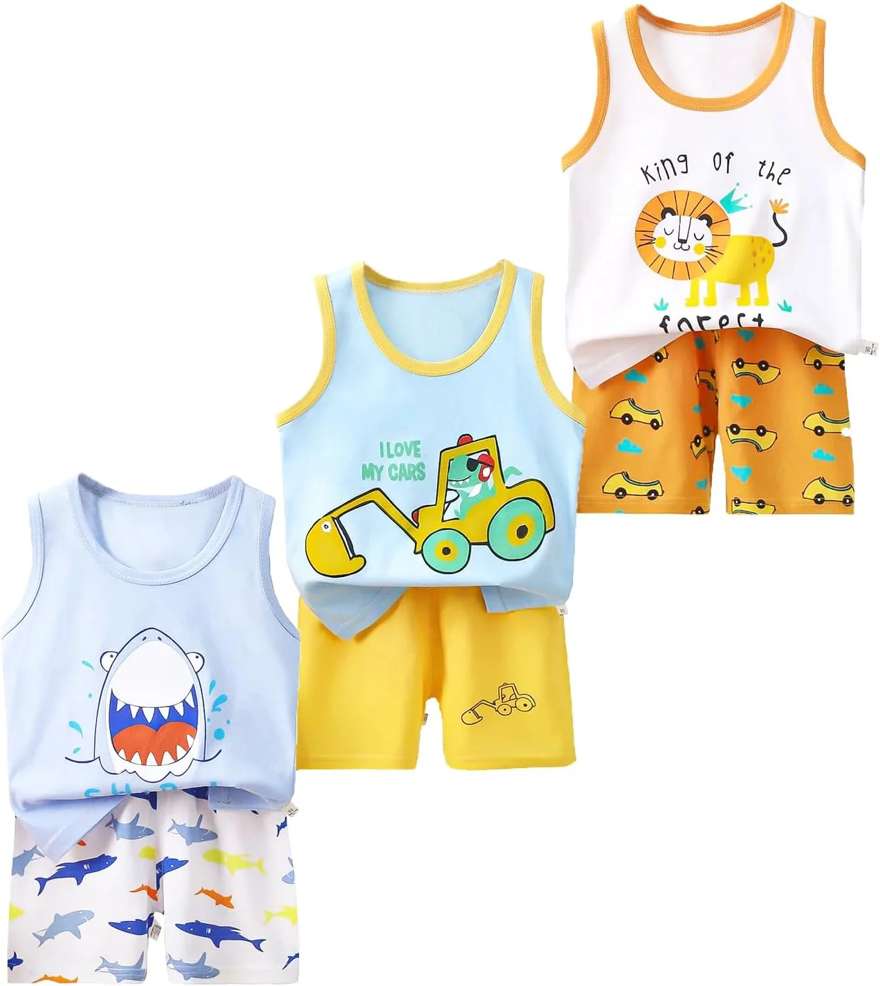 لباس پسرانه بچه گانه، ست تاپ بدون آستین و شلوارک مناسب فصل تابستان