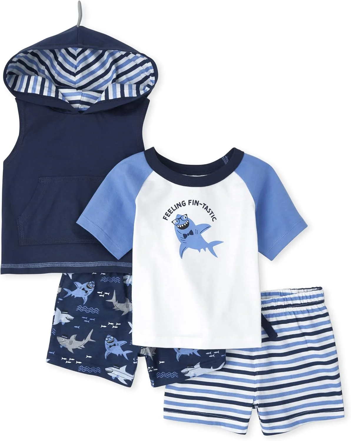 ست لباس ۴ تکه پسرانه طرح کوسه