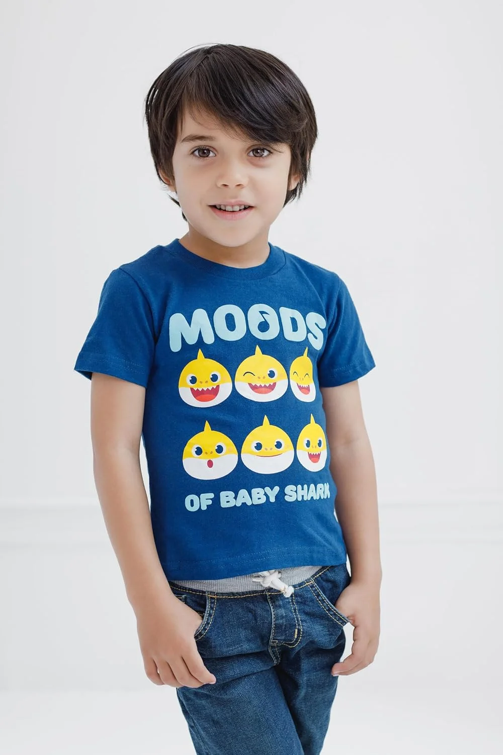 تی شرت گرافیکی 3 عددی پینک فونگ بیبی شارک، آبی / خاکستری، 18 ماه