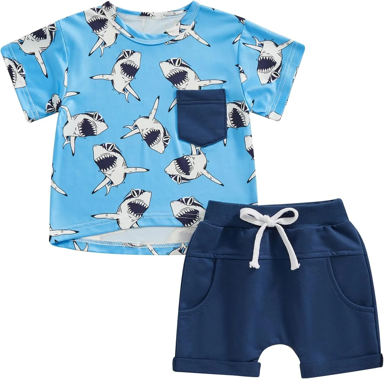 ست لباس پسرانه طرح روز استقلال، شامل تیشرت بیل مکانیکی و شلوارک، 2 تکه، مناسب کودکان نوپا