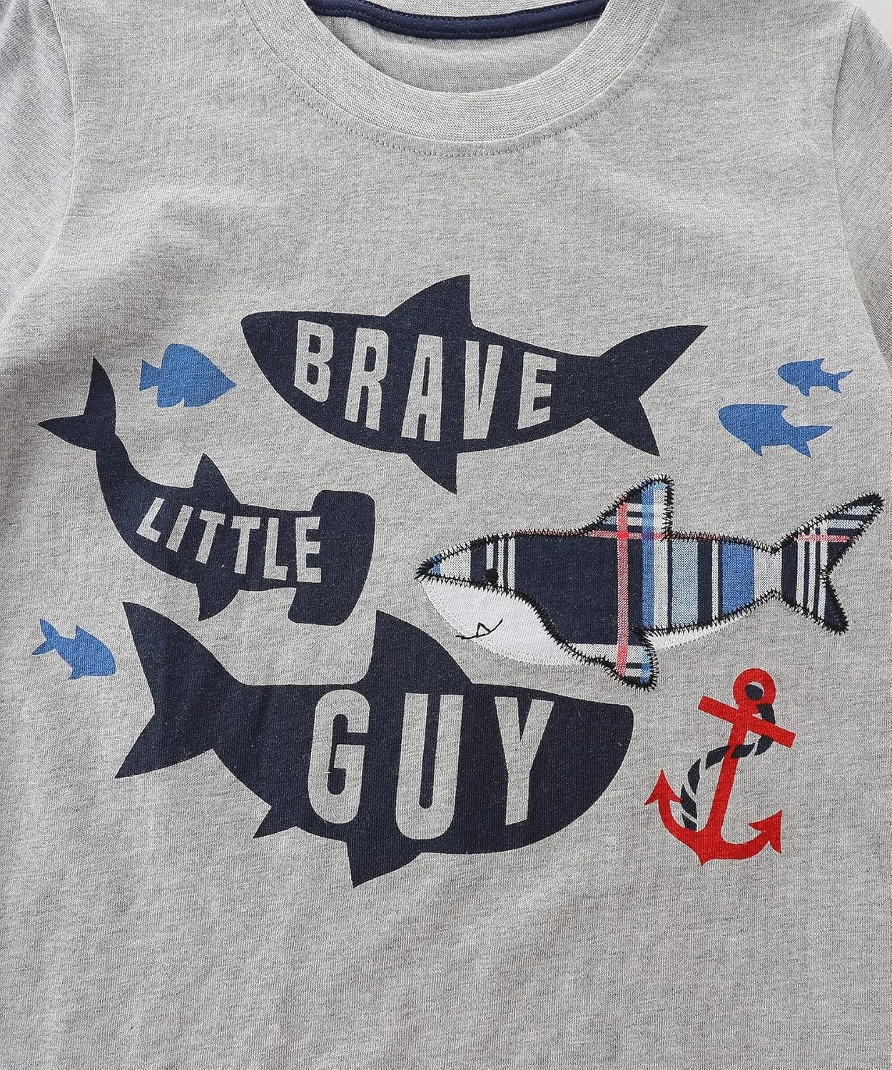 ست تی‌شرت آستین کوتاه و شلوارک نخی تابستانی پسرانه Funnymore