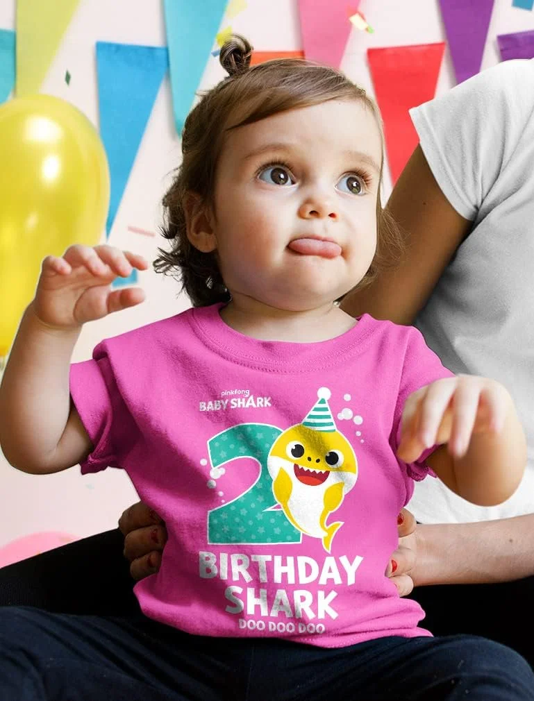 تی‌شرت تولد دو سالگی کودک با طرح کوسه