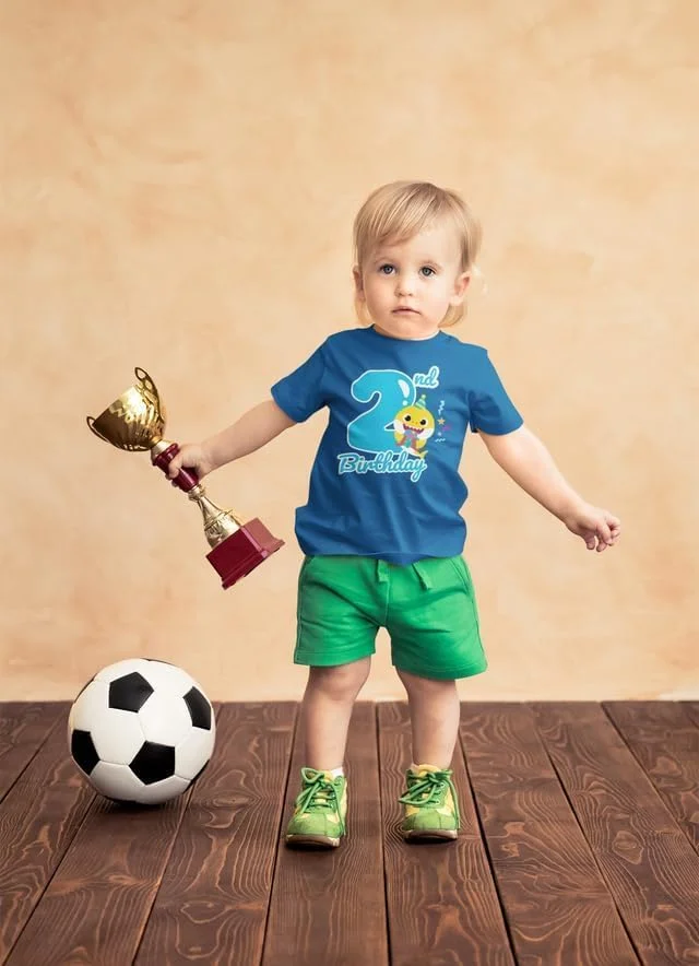 تی شرت تولد دو سالگی کوسه آبی کودک
