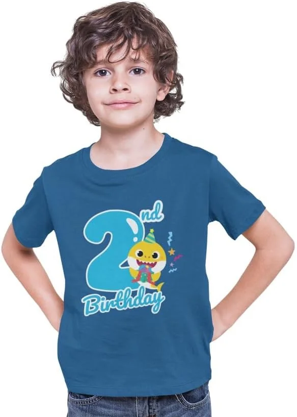 تی شرت تولد دو سالگی کوسه آبی کودک