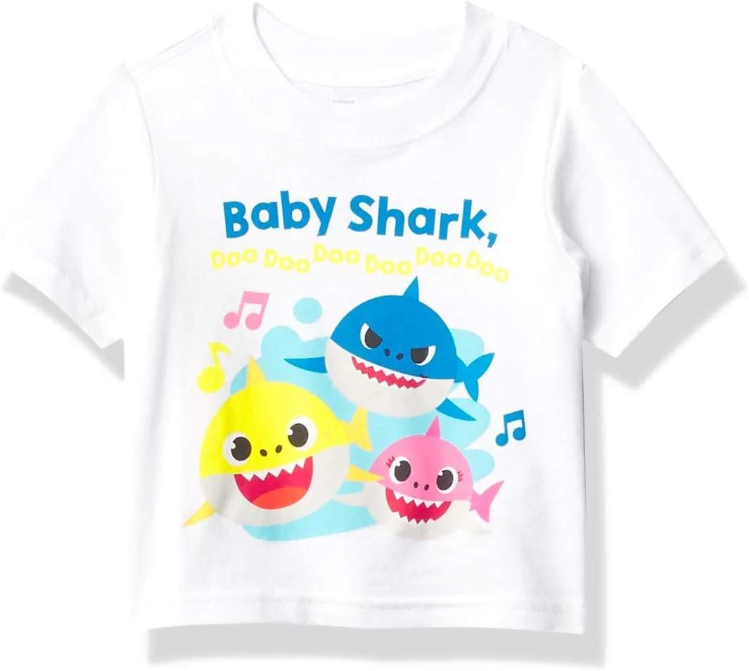 تی شرت آستین کوتاه طرح خانواده بیبی شارک پینک فونگ پسرانه تی شرت آستین کوتاه طرح خانواده بیبی شارک پینک فونگ پسرانه