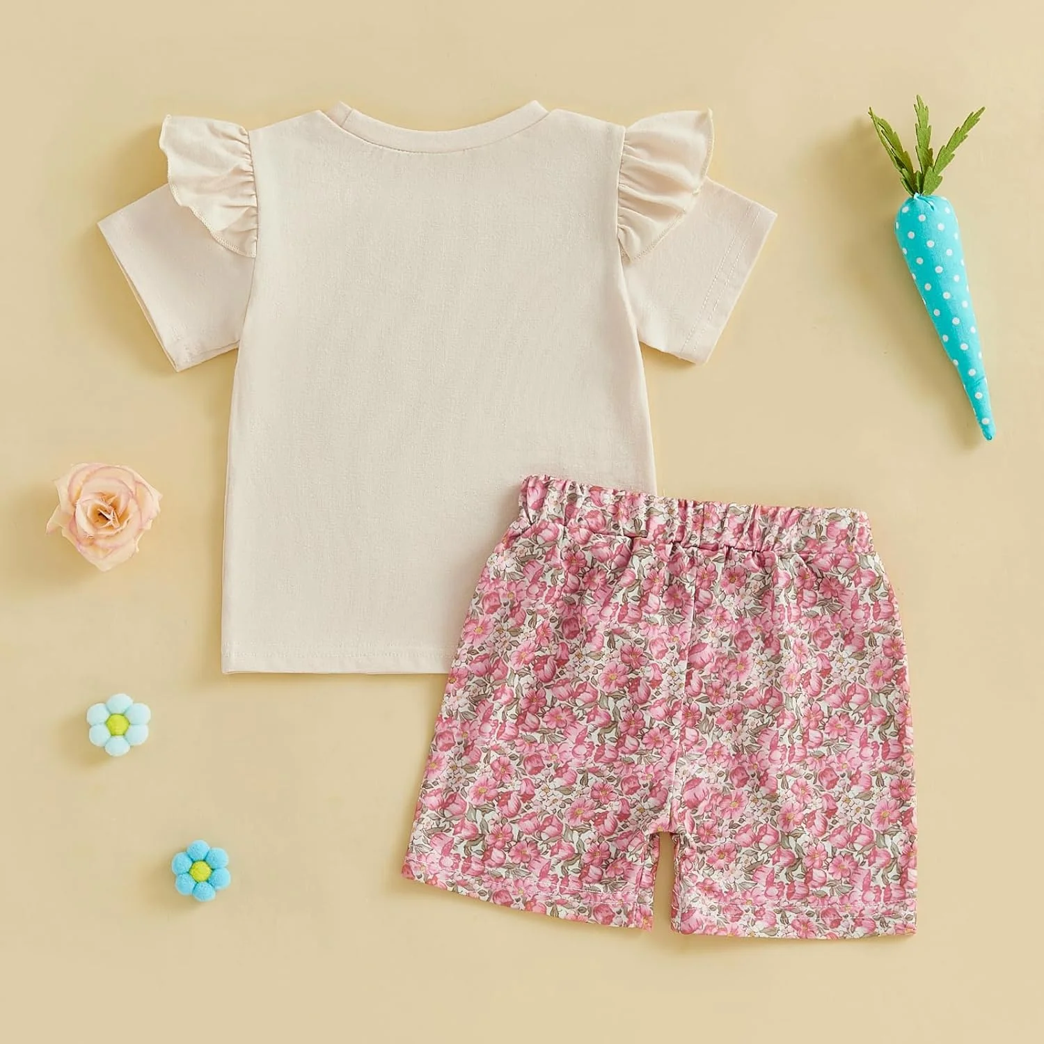 ست لباس دخترانه نوزادی BemeyourBBs طرح خرگوش، آستین کوتاه، شورت گلدار، لباس بهاری زیبا ست لباس دخترانه نوزادی BemeyourBBs طرح خرگوش، آستین کوتاه، شورت گلدار، لباس بهاری زیبا