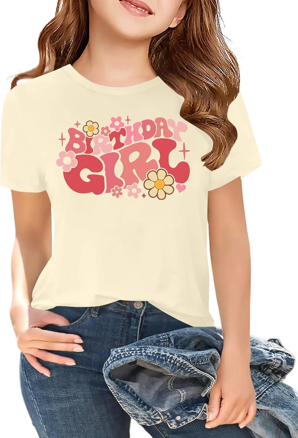 تی‌شرت‌های دخترانه جشن تولد، لباس مهمانی تولد کودکان، هدیه برای نوزادان دختر، تی‌شرت‌های آستین کوتاه زیبا برای 5 تا 14 سال