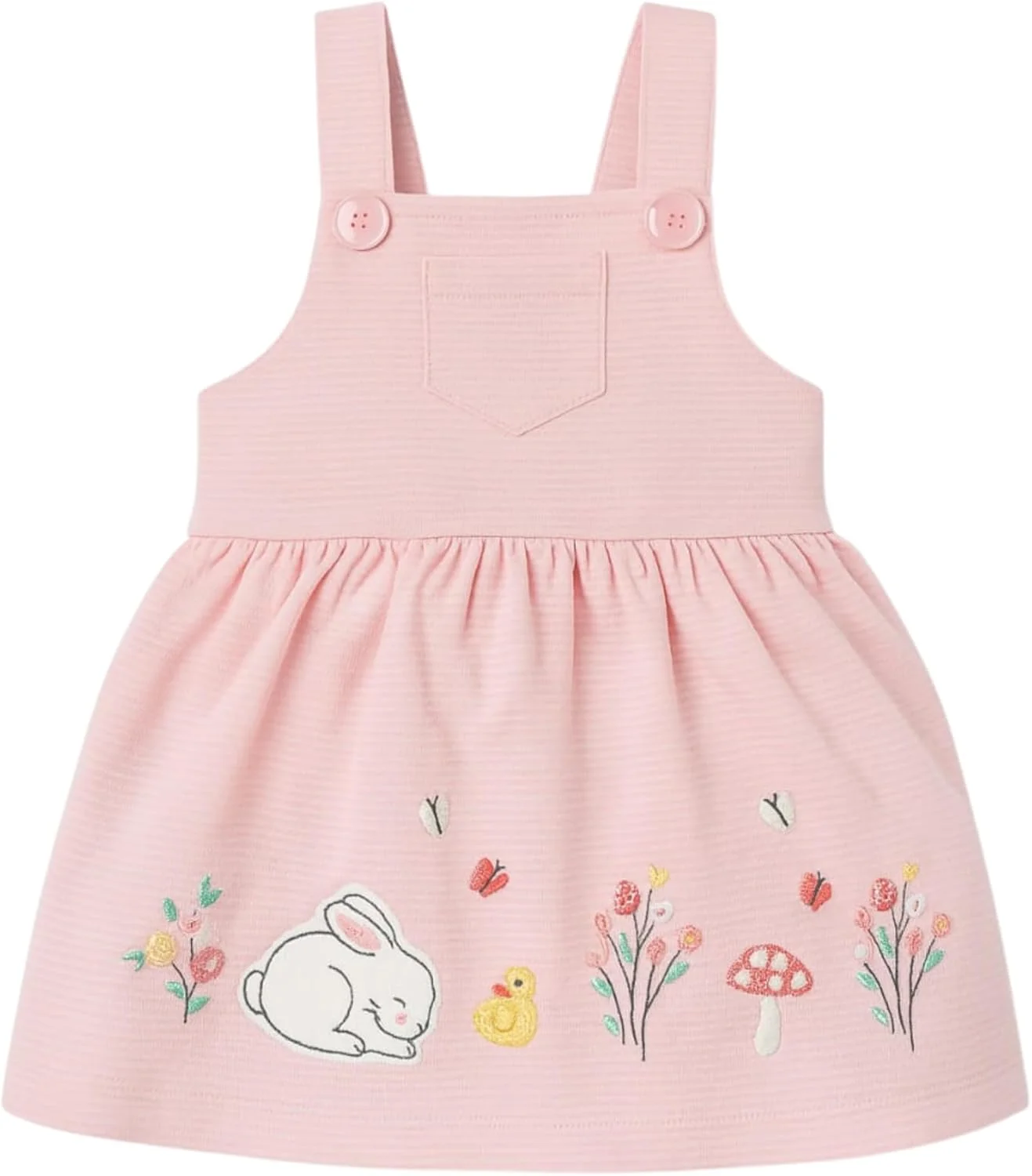 پیراهن نخی دخترانه مناسب ۱۲ تا ۳۶ ماه – پیراهن تابستانی بدون آستین با گلدوزی اردک و گل، لباس نرم کودک نوپا برای ۱ تا ۳ سال