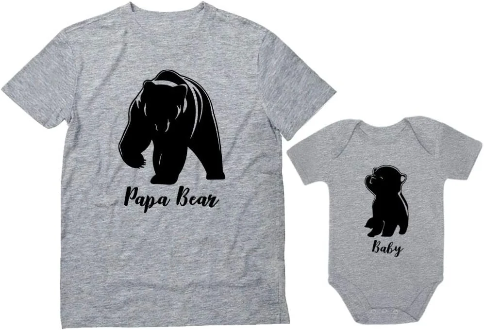 ست تی‌شرت پدر و پسر خرس پدر و بچه، هدیه روز پدر برای پدران جدید، ست تی‌شرت پدر و نوزاد