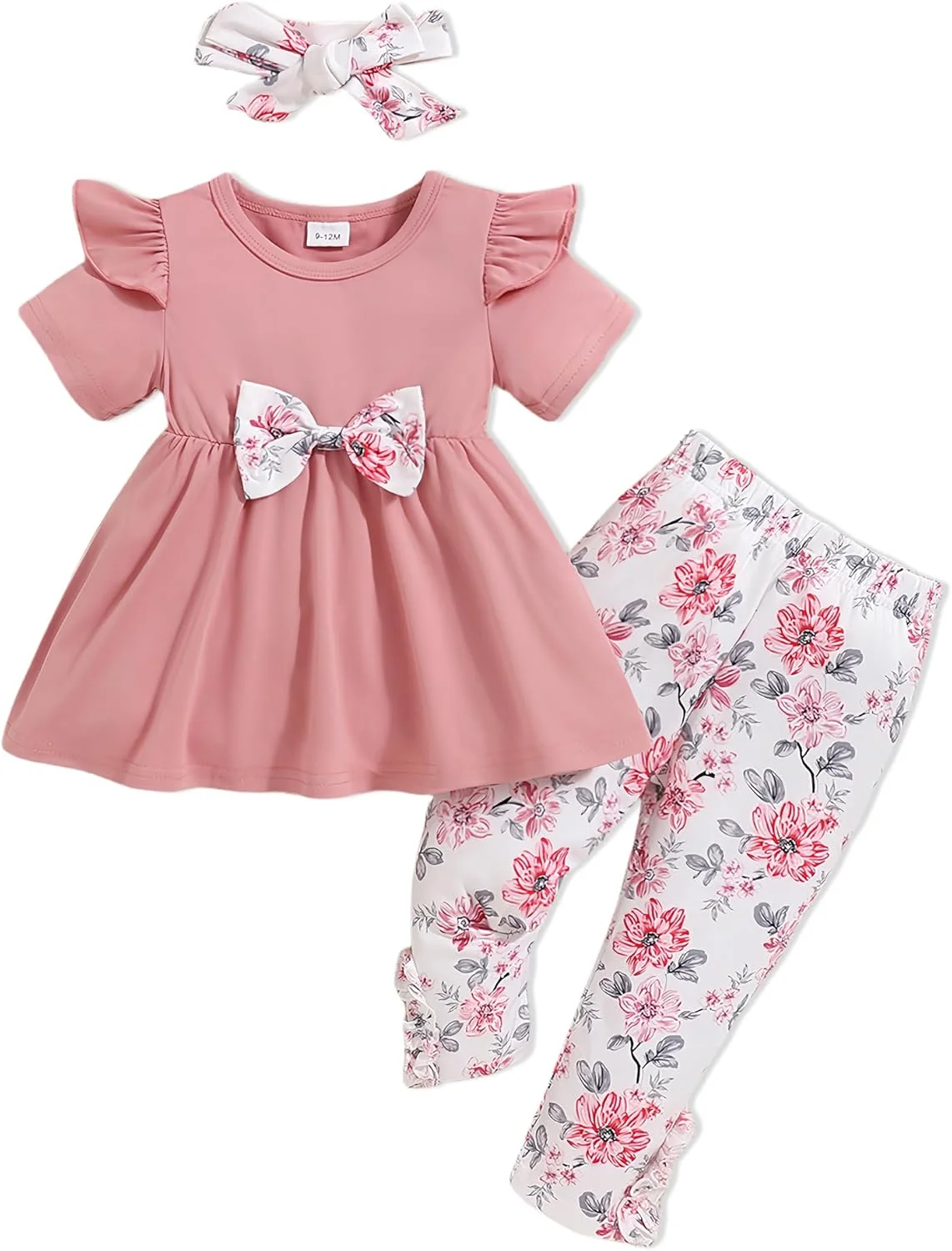 لباس نوزادی دخترانه، ست لباس های زیبای تابستانی و بهاری شامل رامپر، کلاه و هدبند