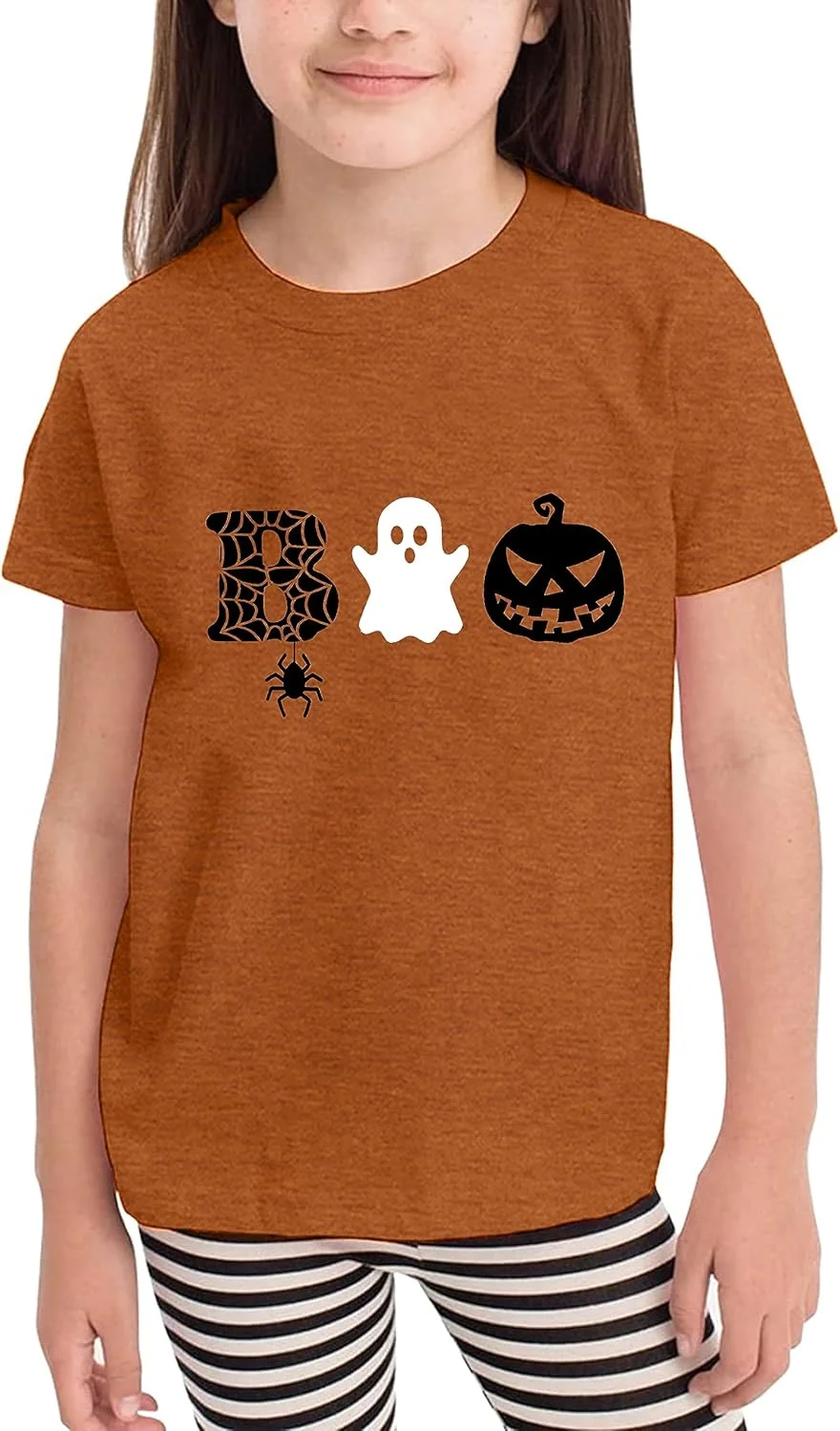 تی شرت بچه گانه هالووین طرح بو، مناسب پسران و دختران، تی شرت پاییزی زیبا با طرح کدو تنبل، تی شرت آستین کوتاه تعطیلات شبح وار