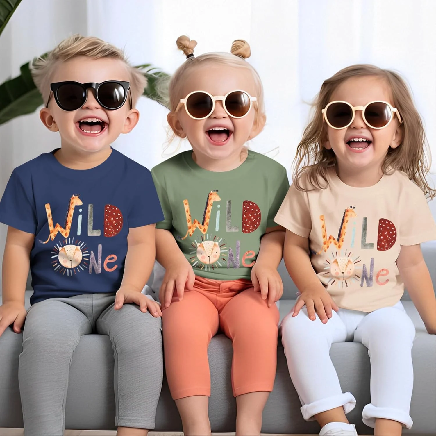 تی شرت تولد یک سالگی با طرح حیوانات وحشی برای نوزاد پسر و دختر، لباس مهمانی تولد، تیشرت آستین کوتاه زیبا