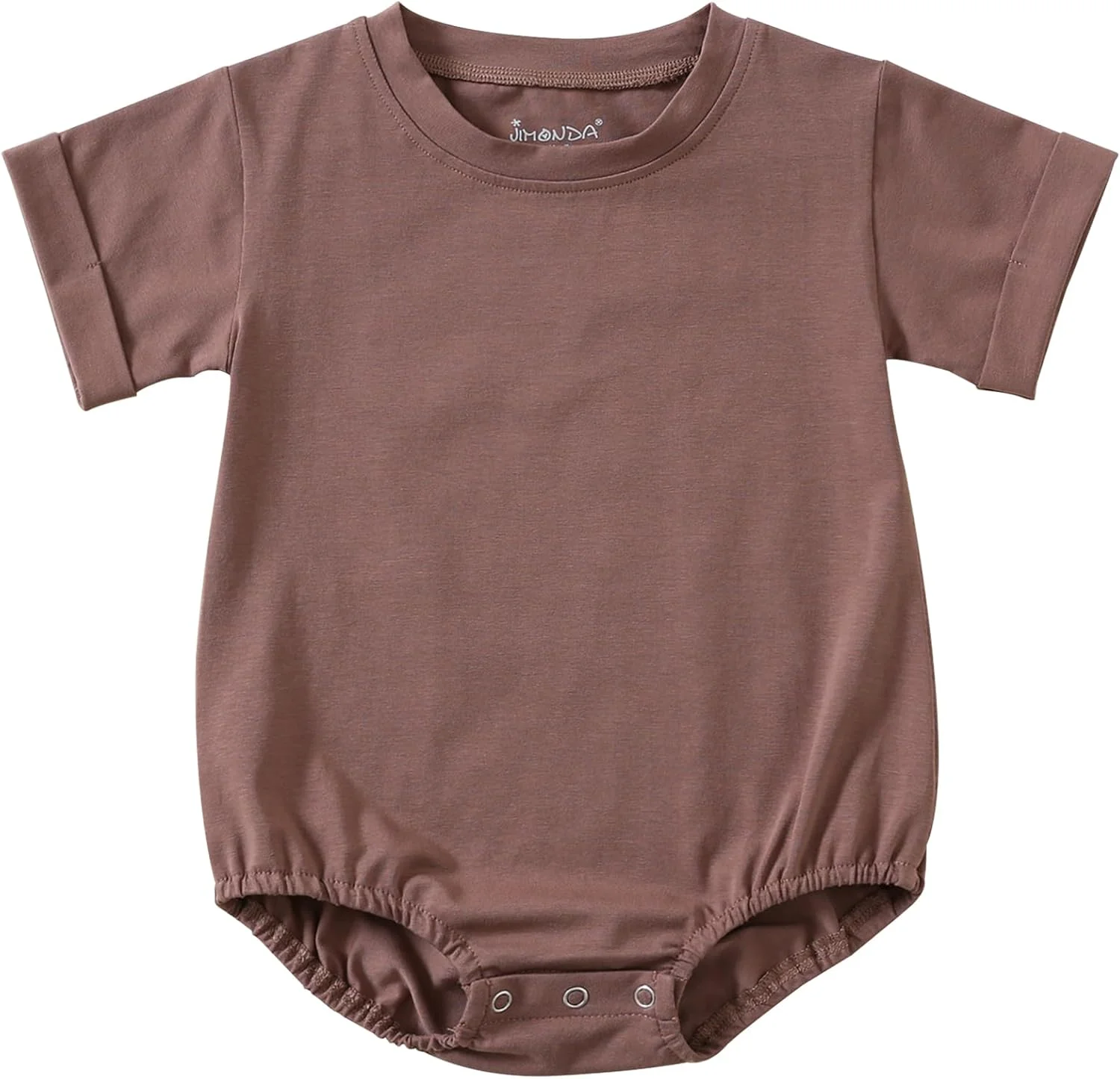 رامپر حباب دار نوزادی جیموندا، لباس یکسره آستین کوتاه، تی شرت پنبه ارگانیک رنگ ثابت