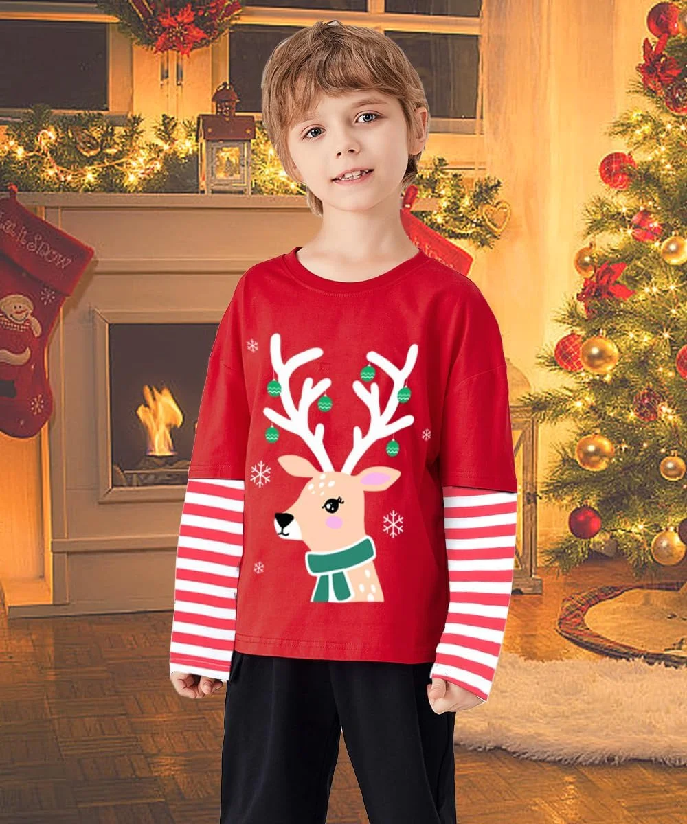 تی‌شرت آستین بلند راه راه طرح دایناسور و ماشین برای کودکان 3 تا 9 سال - مناسب هدیه