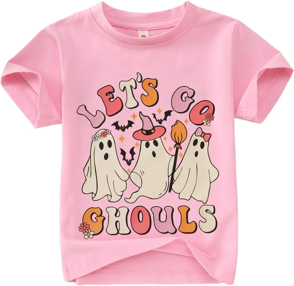 تی شرت دخترانه بچه گانه ککمی با طرح هالووین - طرح ارواح و فصل پاییز - آستین کوتاه