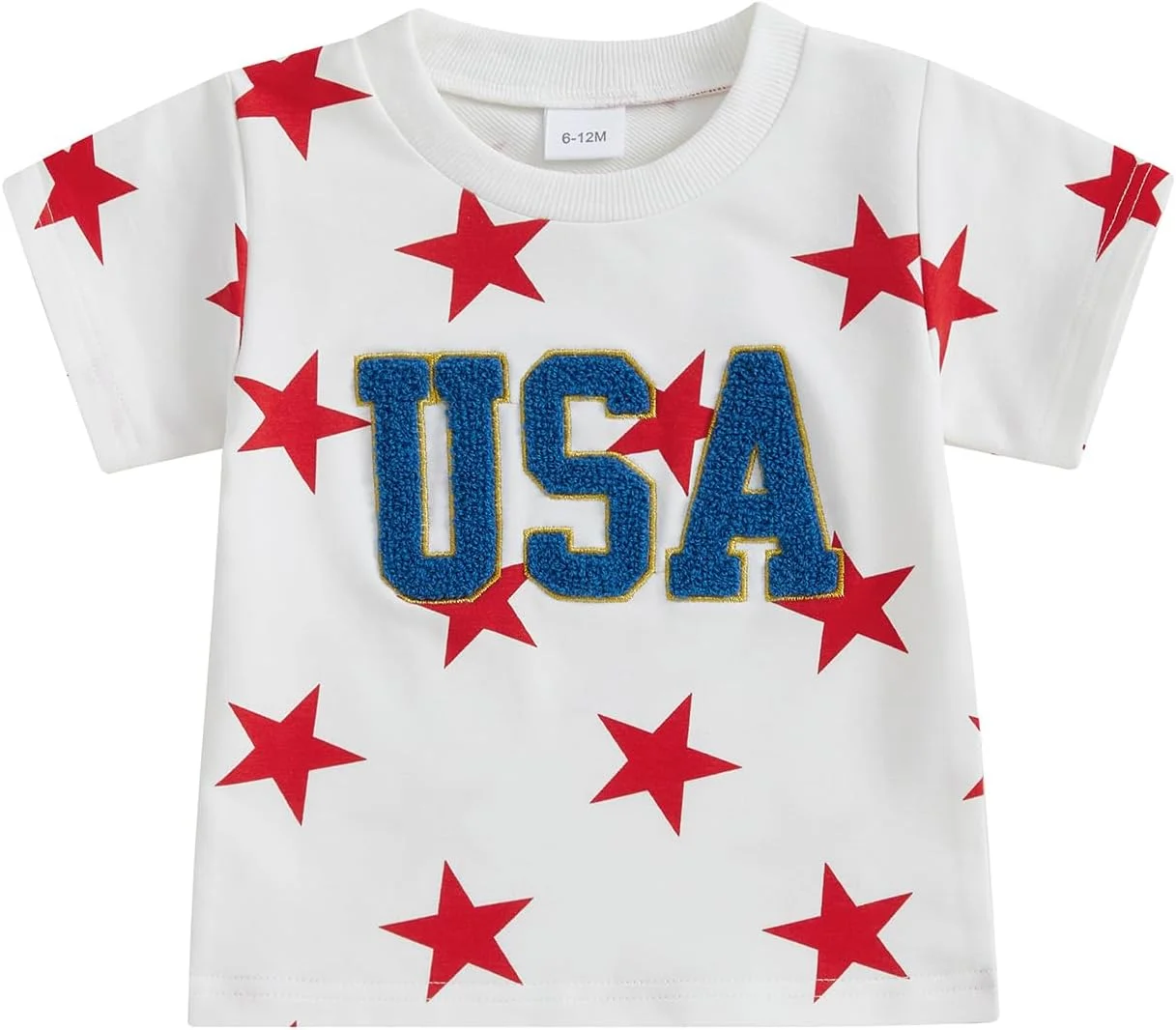 تی شرت آستین کوتاه طرح ستاره و پرچم آمریکا مناسب کودکان