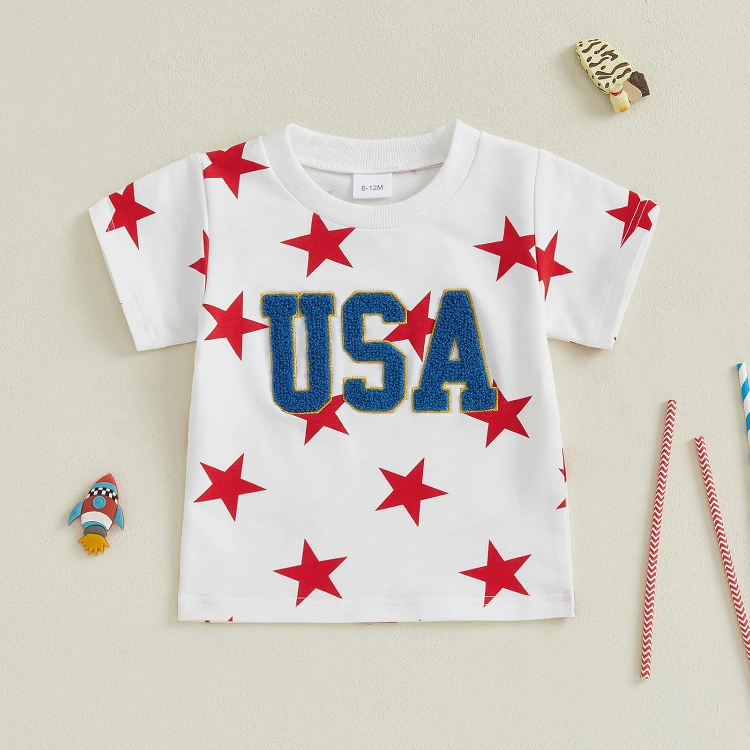 تی شرت آستین کوتاه طرح ستاره و پرچم آمریکا مناسب کودکان تی شرت آستین کوتاه طرح ستاره و پرچم آمریکا مناسب کودکان