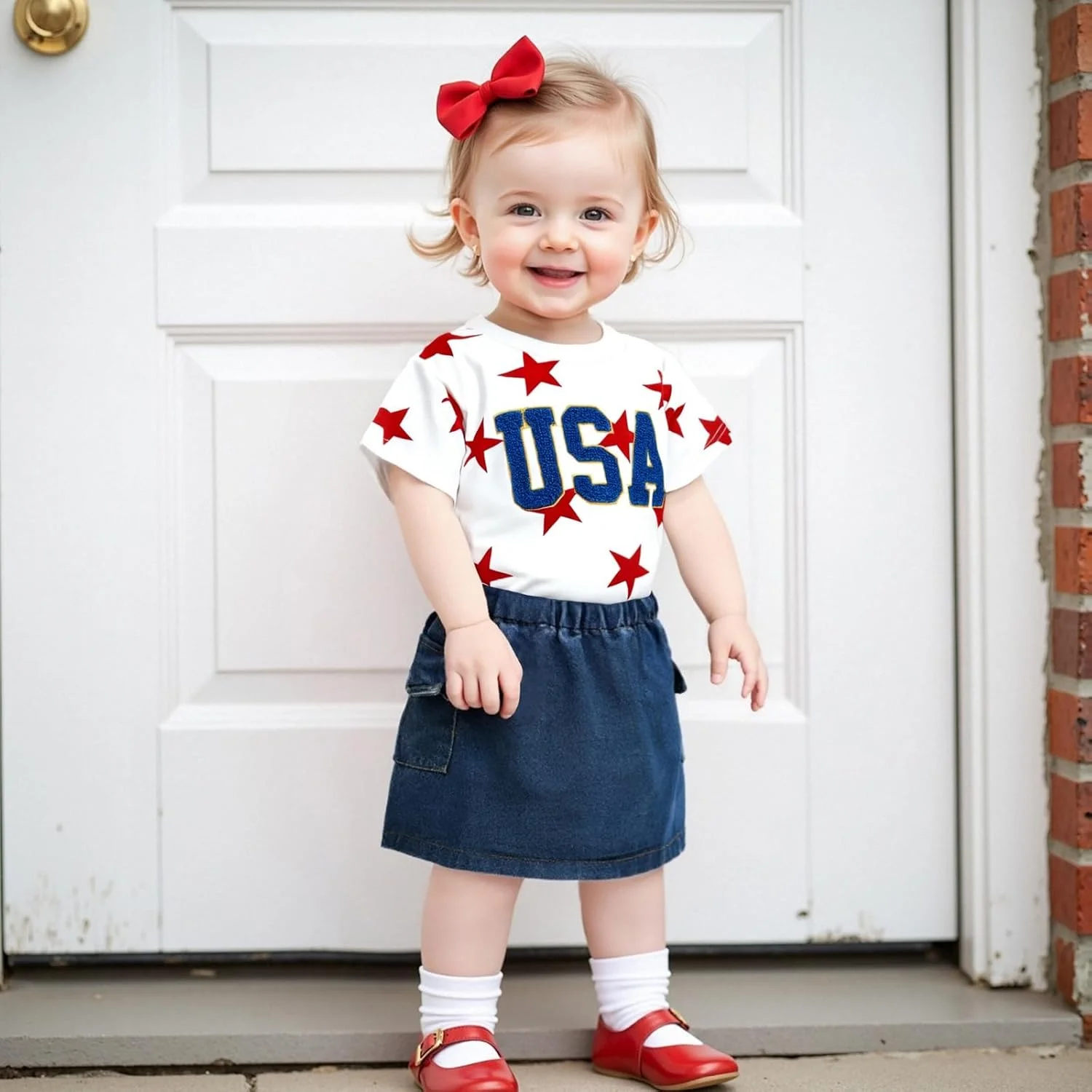 تی شرت آستین کوتاه طرح ستاره و پرچم آمریکا مناسب کودکان تی شرت آستین کوتاه طرح ستاره و پرچم آمریکا مناسب کودکان