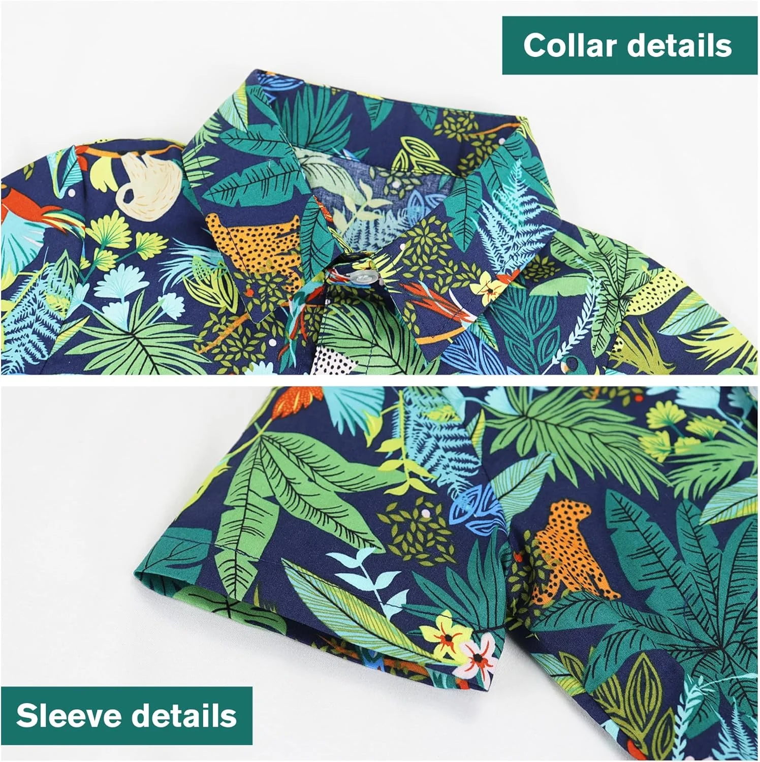 پیراهن هاوایی پسرانه آستین کوتاه دکمه دار طرح دار مناسب کودکان 1 تا 7 سال