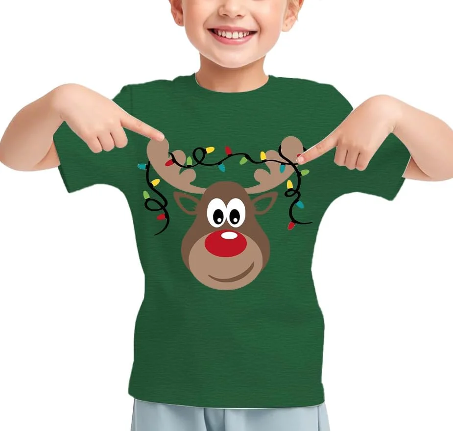 تی‌شرت‌های کریسمس بچگانه برای پسران و دختران نوپا، تی‌شرت آستین کوتاه طرح درخت کریسمس