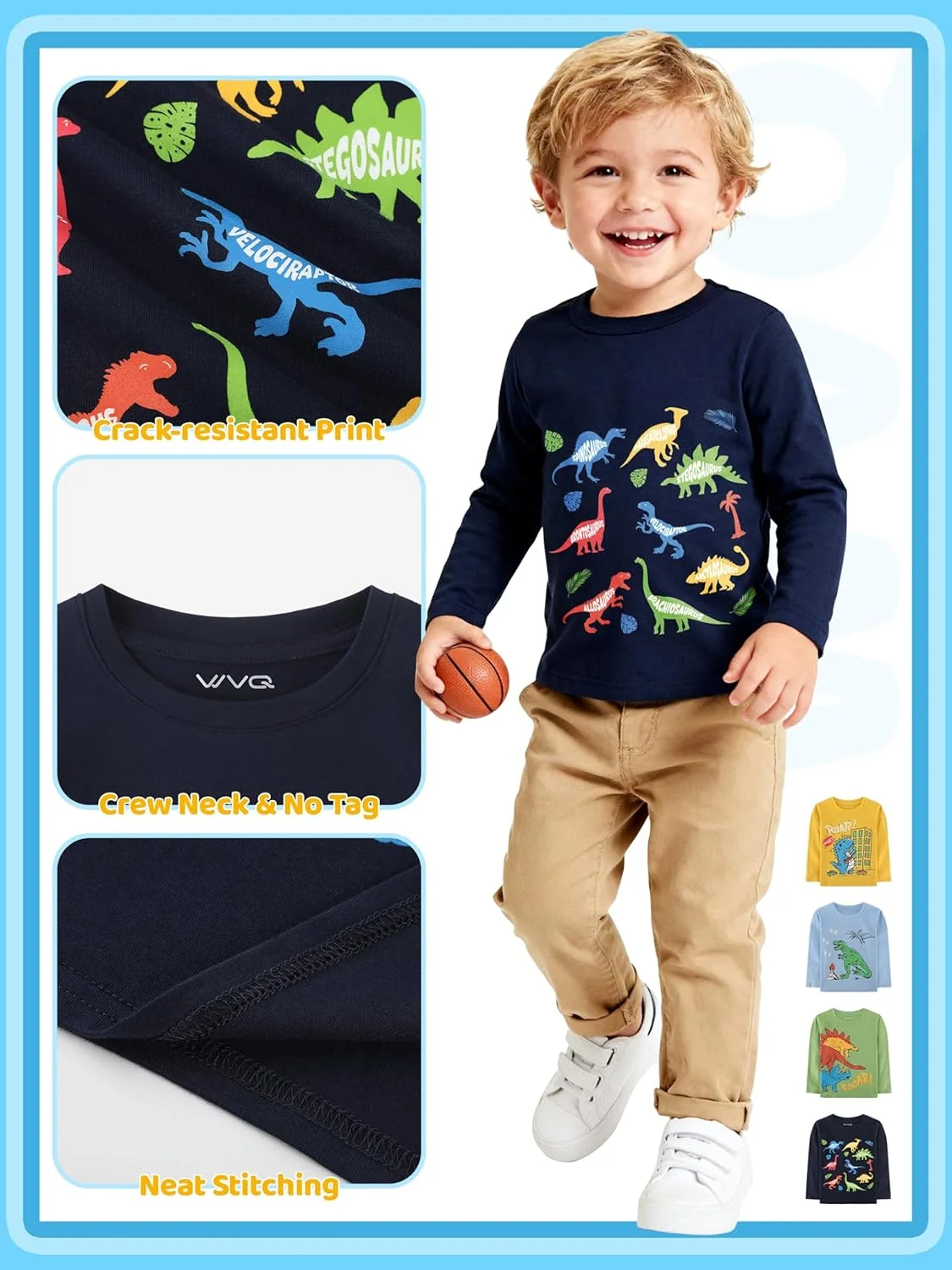 ست 4 عددی تیشرت آستین بلند بچگانه، لباس پسرانه و دخترانه، تیشرت های طرح دار برای کودکان 2 تا 5 سال