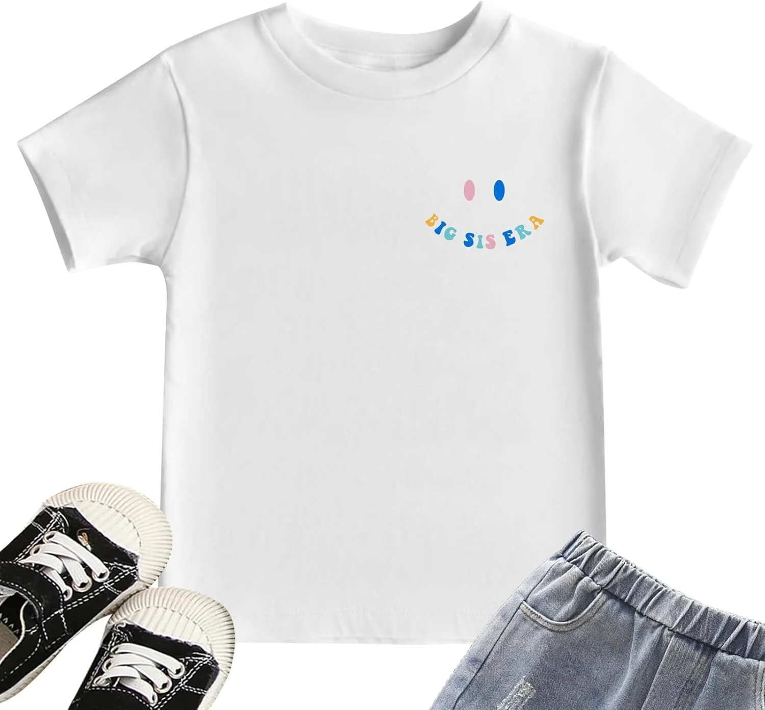 تی‌شرت گرافیکی دخترانه با طرح خواهر بزرگ برای کودکان نوپا، لباس‌های غیررسمی دخترانه