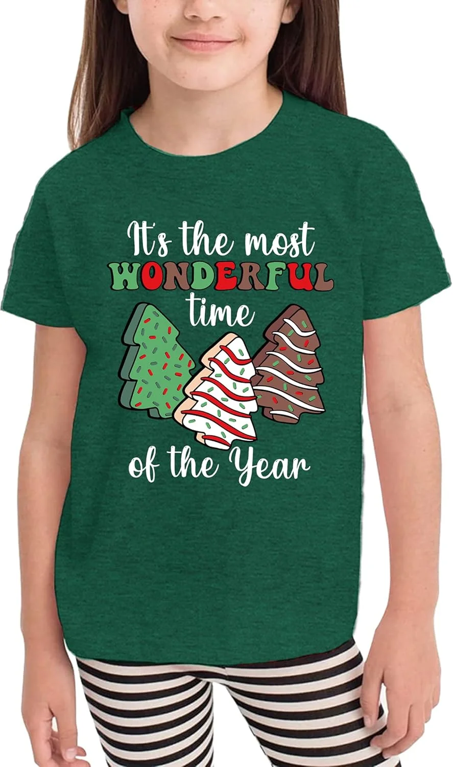 تی‌شرت کریسمس بچگانه طرح درخت کریسمس و کیک، آستین کوتاه