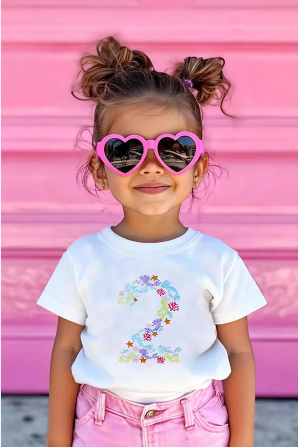 تی شرت گلدوزی شده تولد دخترانه مناسب نوزاد و کودک ۲ و ۳ ساله - لباس آستین کوتاه