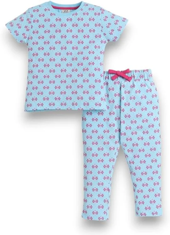 ست تی‌شرت و شلوار نوزاد دخترانه با طرح چاپی مدل SS24GPJST205