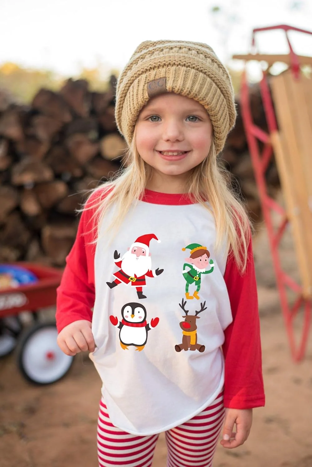 تی شرت کریسمس بچه گانه پسرانه دخترانه طرح گرافیکی درخت گوزن بابانوئل آستین بلند